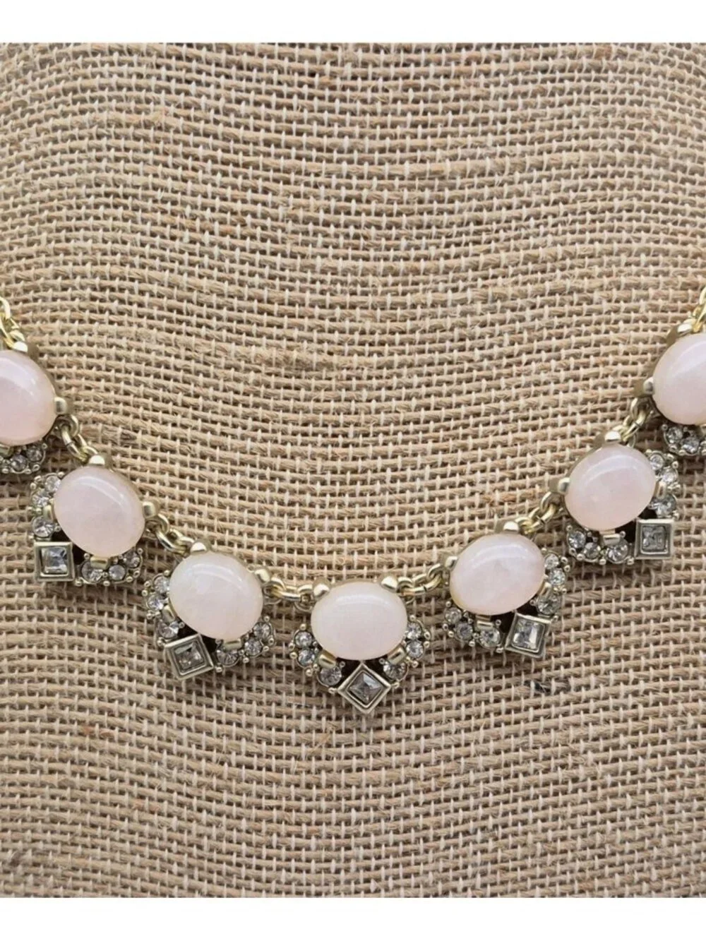 LOFT Gold-Tone Pink Stone & Crystal Statement Necklace 19